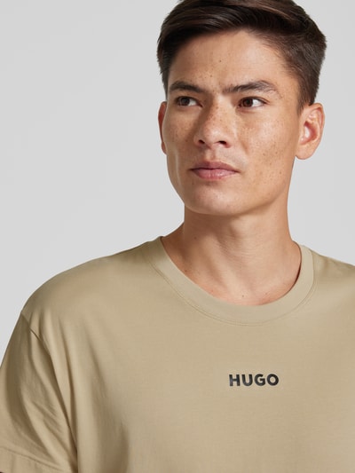 HUGO T-shirt met labelprint Zand - 3