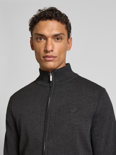 Tom Tailor Regular fit gebreid jack van puur katoen Antraciet - 3