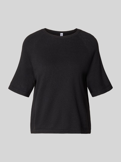 PIECES Regular Fit Strick-Shirt mit kurzem Raglanärmel Modell 'BREE' BLACK 2