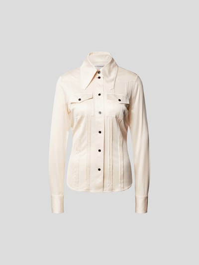 Victoria Beckham Seidenbluse mit Biesen Beige 2