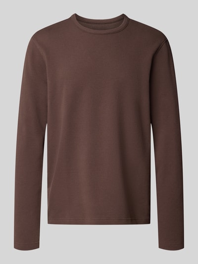 Produktfoto, Longsleeve mit Strukturmuster und Rundhalsausschnitt von MCNEAL, braun, Baumwoll-Mix mit Stretch-Anteil, Regular Fit