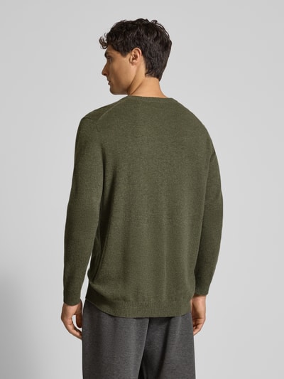 Christian Berg Men Regular Fit Kaschmirpullover mit Rundhalsausschnitt Oliv Melange 5