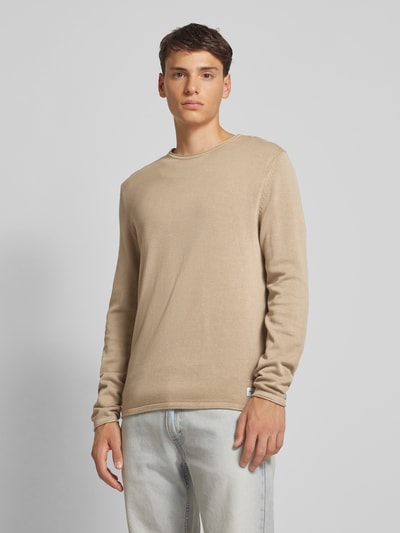 Jack & Jones Strickpullover mit Rundhalsausschnitt Modell 'ELEO' Beige 4