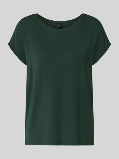 Produktfoto, dunkelgrünes Regular Fit T-Shirt aus Lyocell-Mix Modell 'AVA' von VERO MODA, Damen T-Shirt, glatte Textur, schlichte Optik