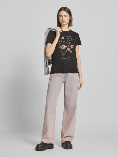 ONLY T-shirt w kroju regular fit z czystej Bawełna Model 'LUCY' Czarny 1