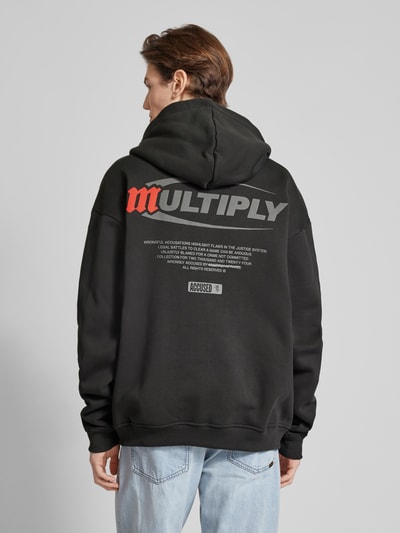 Multiply Apparel Oversized Sweatjacke mit Label-Print Black 5