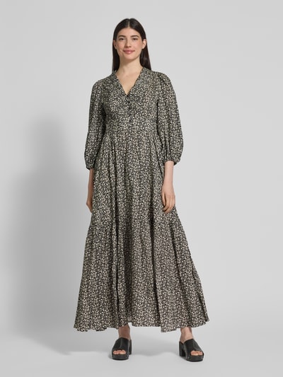 Ivy Oak Maxi-jurk met knoopsluiting, model 'DREA' Zwart - 4