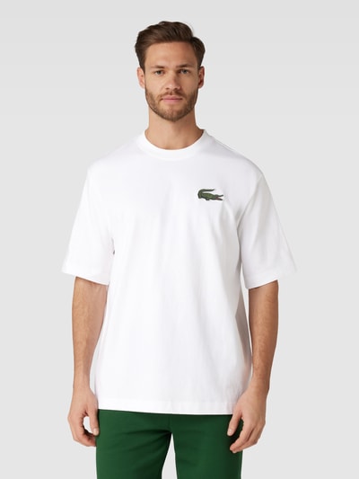 Lacoste Loose Fit T-Shirt mit Label-Stitching Weiss 4