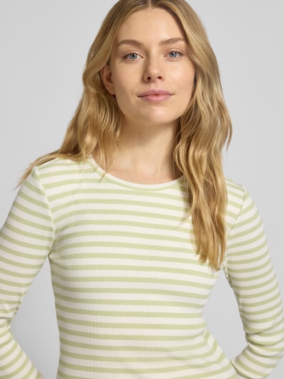 Selected Bluzka z długim rękawem o kroju slim fit z mieszanki bawełny ekologicznej model „ANNA” Trzcinowy 3