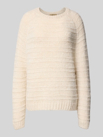 Smith and Soul Sweter z dzianiny z fakturowanym wzorem i okrągłym dekoltem Beżowy melanż 2