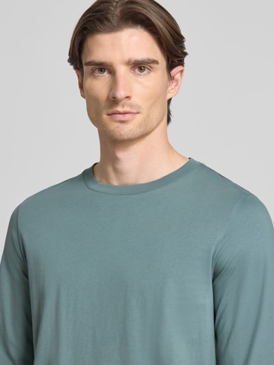 Schiesser Shirt met lange mouwen en geribde ronde hals Aquablauw - 3