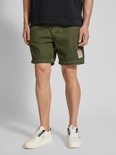 American Vintage Korte baggy fit jeans met labelpatch, model 'UZATOWN' Kaki - 4