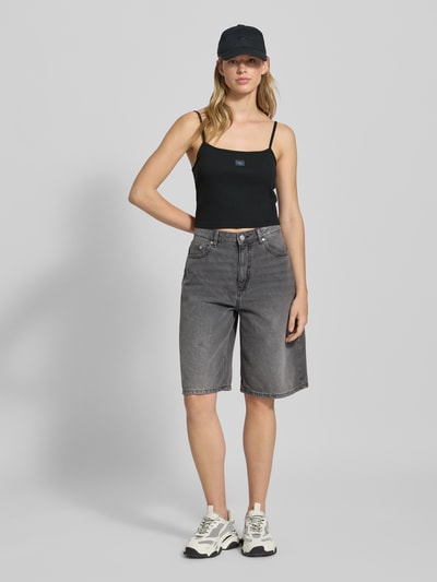 Calvin Klein Jeans Top krótki z detalem z logo Czarny 1