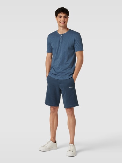 Marc O'Polo T-Shirt mit kurzer Knopfleiste Modell 'Henley' Blau 1