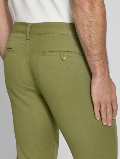 Polo Ralph Lauren Regular fit linnen broek met knoop- en ritssluiting Groen - 3