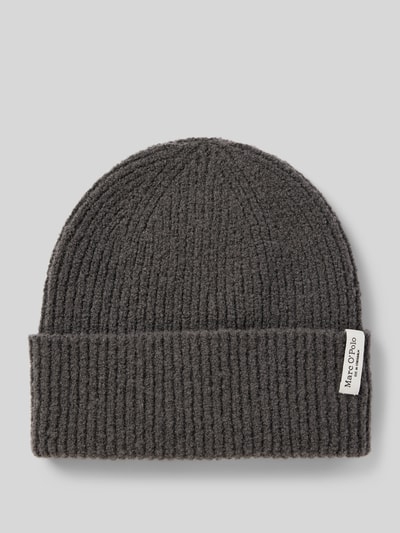 Marc O'Polo Beanie met scheerwol in riblook Antraciet gemêleerd - 1