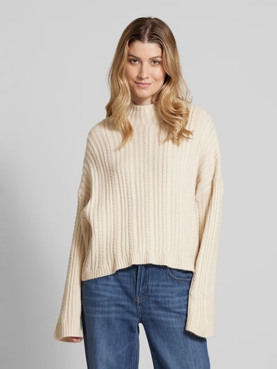 ICHI Strickpullover mit Zopfmuster Modell 'MYLLE' Offwhite 4