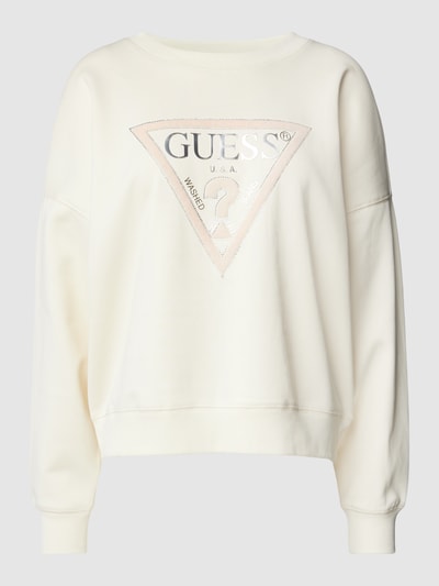 Guess Oversized Sweatshirt mit Label-Print Offwhite 1