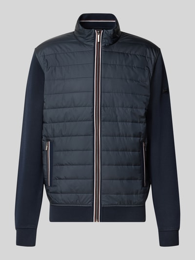 Produktfoto, Regular Fit Jacke in Stepp-Optik Modell 'Selanik' von bugatti aus Baumwoll-Mix in Dunkelblau mit Stehkragen und Reißverschlusstaschen