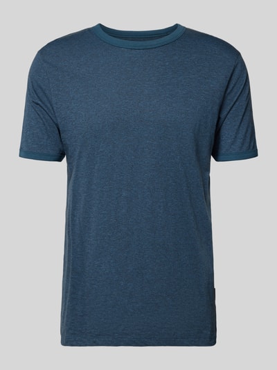 Produktfoto, T-Shirt mit Rundhals aus Baumwoll-Mix von Tom Tailor Denim, Herren T-Shirt, Optik: Unifarben, Regular-Fit, Rundhals, Kurzarm, blaue Farbe, glatte Textur