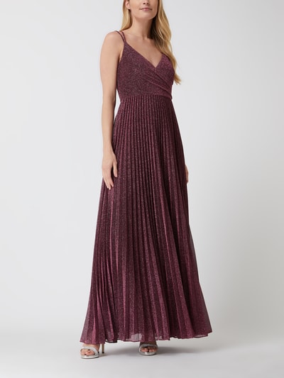 Jake*s Cocktail Abendkleid mit plissiertem Rockteil Dunkelrot Melange 1