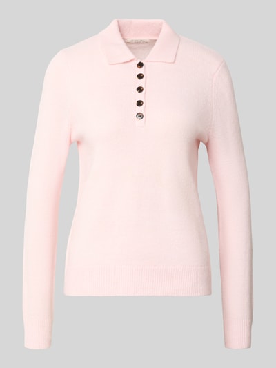 Christian Berg Woman Strickpullover mit Polokragen und Knopfleiste Hellrosa 2