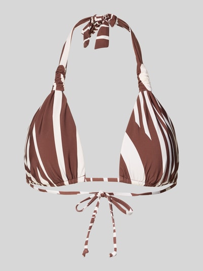Produktfoto, Bikini-Oberteil mit Schnürung Modell 'COASTLINE' von Seafolly, mieszanka materiałów z dodatkiem streczu, wiązanie, brązowo-biały wzór