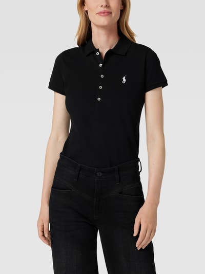 Polo Ralph Lauren Slim Fit Poloshirt mit Logo-Stitching Modell 'JULIE' Black 4