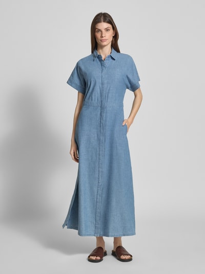 Stefanel Sukienka koszulowa z imitacji denimu z krytą listwą guzikową Jeansowy niebieski 4