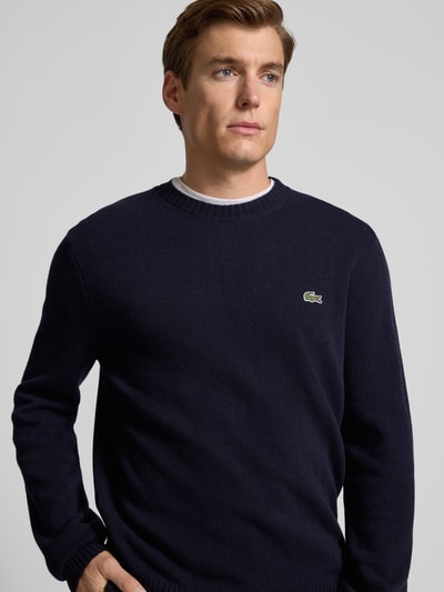 Lacoste Regular Fit Strickpullover aus reiner Wolle Marine 3