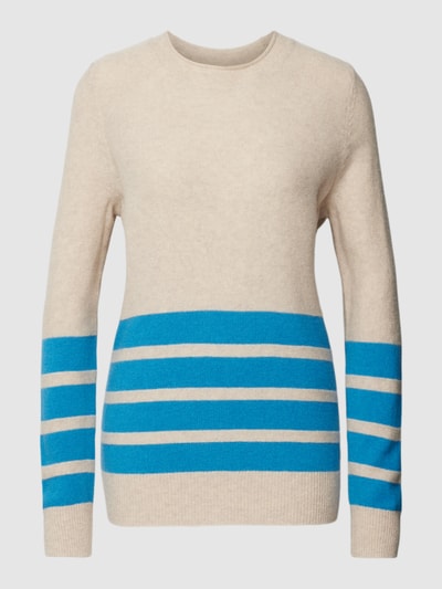 Christian Berg Woman Sweter z dzianiny z wełny lana z paskami w kontrastowym kolorze Beżowy melanż 2