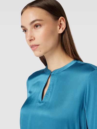 Milano Italy Bluse mit Schlüsselloch-Ausschnitt Blau 3