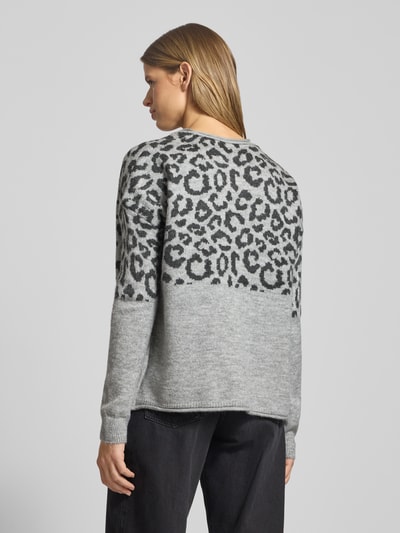 ONLY Regular Fit Strickpullover mit gerolltem Rundhalsausschnitt Modell 'JADE' Hellgrau Melange 5