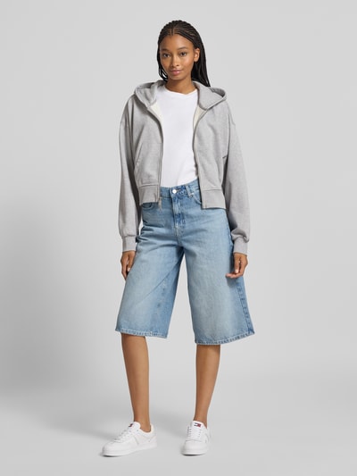 Calvin Klein Jeans Oversized Sweatjacke mit Kapuze Hellgrau Melange 1