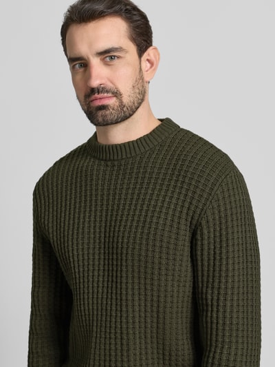SELECTED HOMME Regular fit gebreide pullover van puur biologisch katoen, model 'TOM' Donkergroen - 3