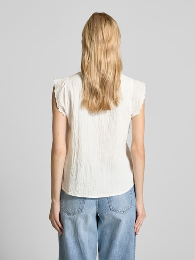 Only Comfort fit blouse met korte mouwen van puur katoen, model 'THYRA' Offwhite - 5