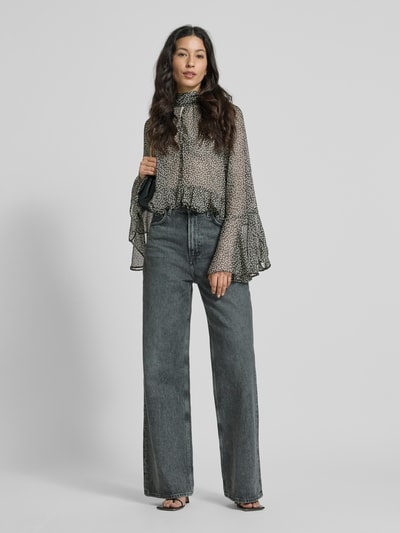 Mango Bluse mit Schlüsselloch-Ausschnitt Modell 'SPLASH' Black 1