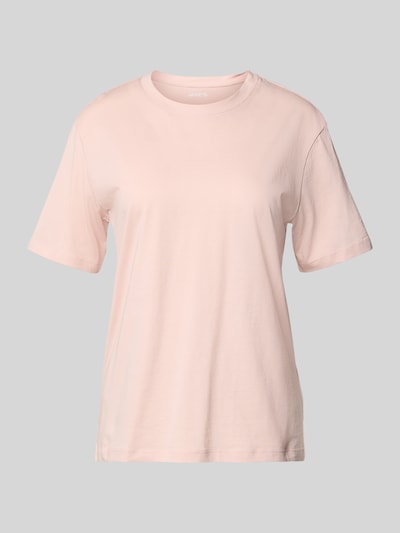 Produktfoto, T-Shirt aus Bio-Baumwolle von Jake*s Casual, jasnoróżowy kolor, prosty krój, okrągły dekolt, krótki rękaw, długość tyłu w rozmiarze S: 58 cm