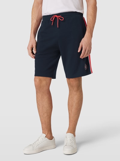 Christian Berg Men Regular fit sweatshorts met labelbadge Marineblauw - 4