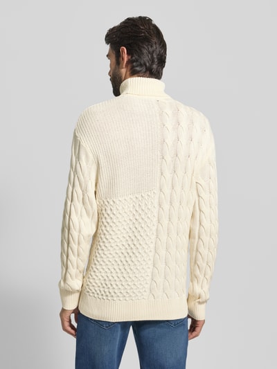 Tom Tailor Denim Sweter z golfem o kroju regular fit z mieszanki bawełny Złamany biały 5