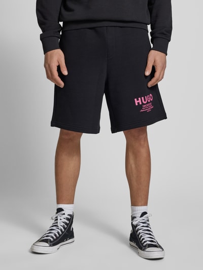 Hugo Blue Baggy Fit Sweatshorts mit Label-Print Modell 'Nomario' Black 4