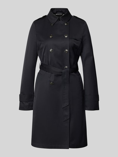 Produktfoto, Regular Fit Mantel mit Umlegekragen von Fuchs Schmitt in Schwarz, Doppelknopfleiste, Stoffband, Baumwoll-Mix, glatte Textur