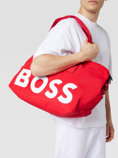 BOSS Duffle bag met labelprint, model 'Holdall' Rood - 1