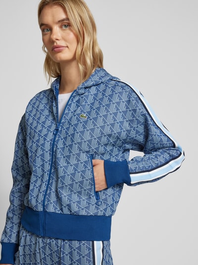 Lacoste Sport Sweatjack met capuchon, model 'Jacquard' Bleu - 3