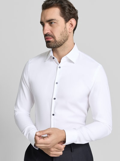 Jake*s Super Slim Fit Business Hemd aus Baumwolle mit Kentkragen Weiss 3