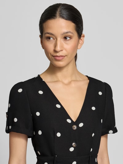 VERO MODA Taliowana sukienka casualowa z wzorem na całej powierzchni model 'JOAN' Czarny 3