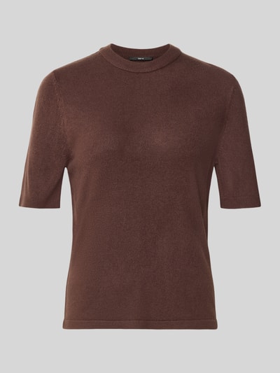 Produktfoto, Regular Fit T-Shirt in Strick-Optik von zero, braune Farbe, taillierte Passform, Rundhalsausschnitt, glatte Textur