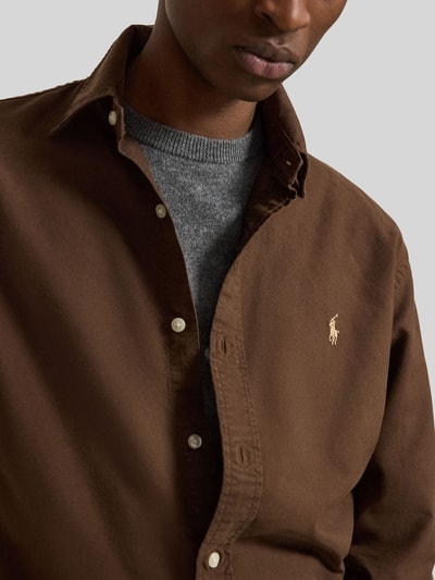 Polo Ralph Lauren koszula casualowa w stylu klasyka o kroju regular fit z wyhaftowanym logo Czekoladowy 3
