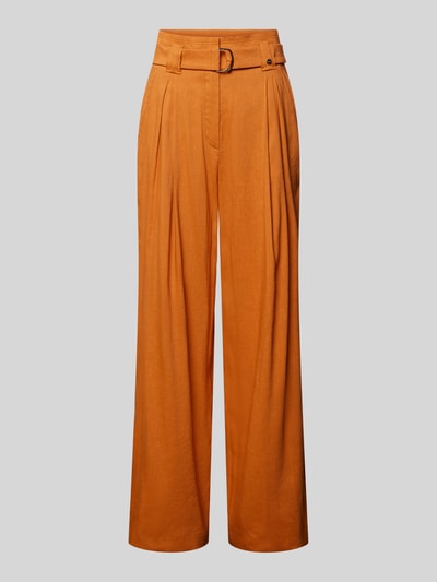 Marc Cain Flared Leinenhose mit Gürtel Cognac 2