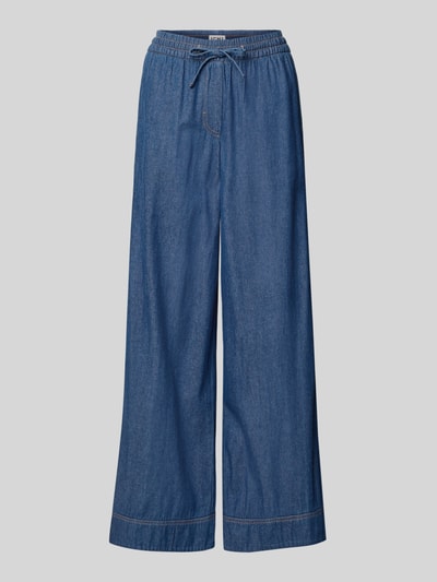 Produktfoto, Wide Fit Jeans mit elastischem Bund Modell 'Archer' von ICHI, reine Baumwolle in Blau, sichtbare Paspeltaschen, glatte Struktur
